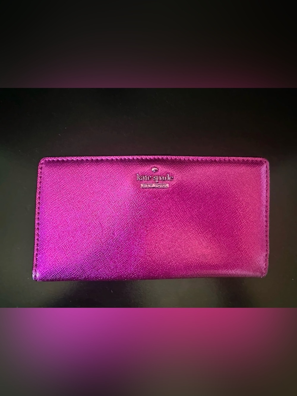 Kate Spade of New York Spencer Slim bifold Wallet metallic pink